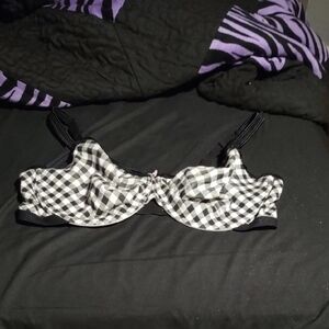 Cacique Black and White Checkered Bra 44DDD